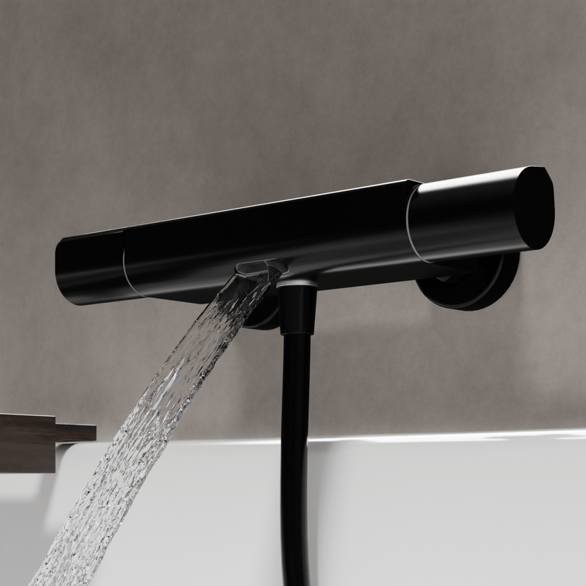 Blaufoss Eris robinet de bain robinet thermostatique montage mural extérieur noir mat