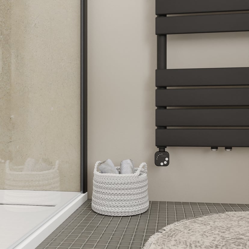 Vipera Vulcan enkele handdoekradiator 50 x 120 cm elektrische verwarming zwart mat zij- en middenaansluiting 500W, weerstand inbegrepen