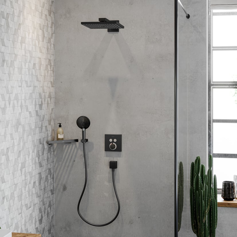 Hansgrohe Raindance E300 vierkant regendouchekop Ø30cm Brushed Black Chrome