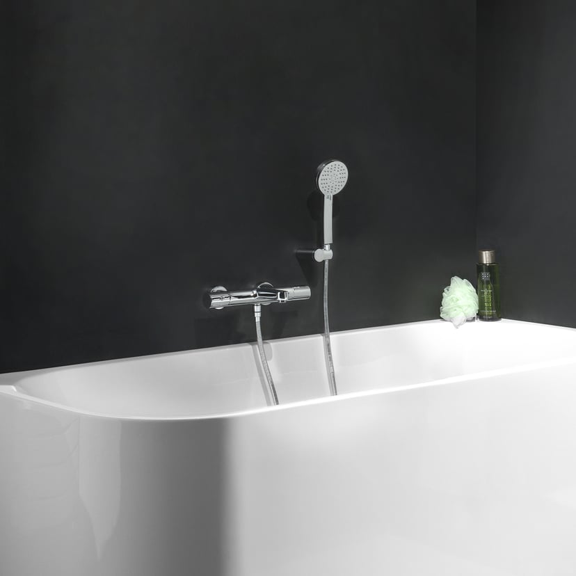 Blaufoss Orion Thermostat-Armatur Wandmontage Aufputz Badewannenarmatur chrom glänzend