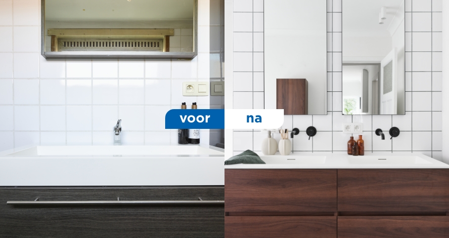 Vue d’ensemble d’une salle de bains scandinave de x²o salles de bains avec meubles en bois, accents noirs, carrelage blanc, radiateur porte-serviettes et ambiance harmonieuse.