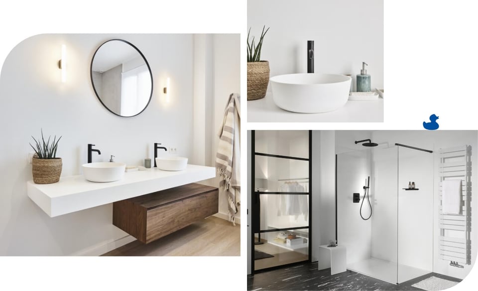 Badezimmer Dusche Waschbecken Schrank Spiegel